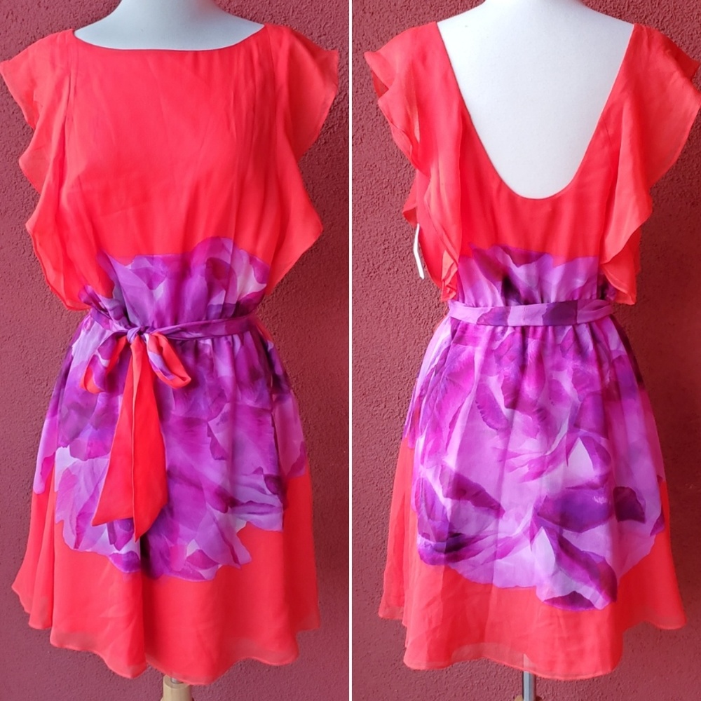 Ali Ro Flutter Sleeve Floral Dress